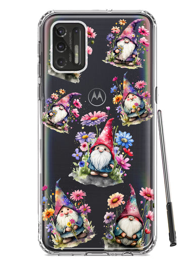 Motorola Moto G Stylus 2021 Cute Pink Purple Cosmos Flowers Gnomes Spring Floral Double Layer Phone Case Cover