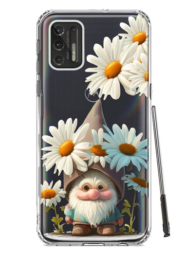 Motorola Moto G Stylus 4G 2021 Cute Gnome White Daisy Flowers Floral Hybrid Protective Phone Case Cover