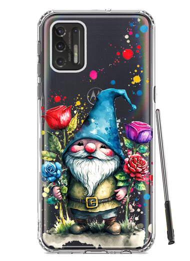 Motorola Moto G Stylus 4G 2021 Gnome Red Purple Blue Roses Garden Hybrid Protective Phone Case Cover