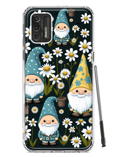 Motorola Moto G Stylus 2021 Cute White Daisies Gnomes Flowers Floral Double Layer Phone Case Cover
