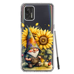 Motorola Moto G Stylus 4G 2021 Cute Gnome Sunflowers Clear Hybrid Protective Phone Case Cover