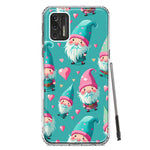 Motorola Moto G Stylus 4G 2021 Turquoise Pink Hearts Gnomes Hybrid Protective Phone Case Cover