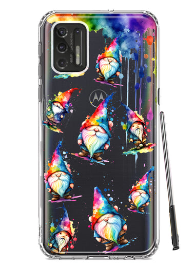 Motorola Moto G Stylus 2021 Neon Water Painting Colorful Splash Gnomes Hybrid Protective Phone Case Cover