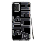 Motorola Moto G Stylus 4G 2021 Black Clear Funny Text Quote Hella Sus Hybrid Protective Phone Case Cover