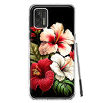 Motorola Moto G Stylus 2021 Pink Red Hibiscus Wild Flowers Floral Hybrid Protective Phone Case Cover