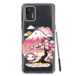 Motorola Moto G Stylus 2021 Kawaii Manga Pink Cherry Blossom Fuji Mountain Mochi Girl Hybrid Protective Phone Case Cover