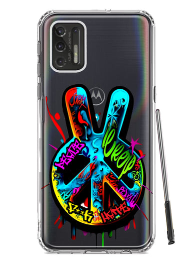 Motorola Moto G Stylus 4G 2021 Peace Graffiti Painting Art Hybrid Protective Phone Case Cover