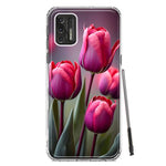 Motorola Moto G Stylus 2021 Pink Tulip Flowers Floral Hybrid Protective Phone Case Cover