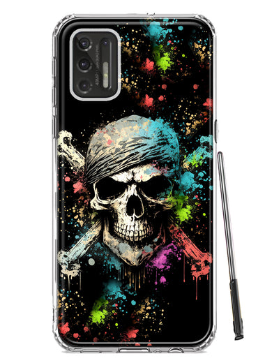 Motorola Moto G Stylus 4G 2021 Fantasy Paint Splash Pirate Skull Hybrid Protective Phone Case Cover