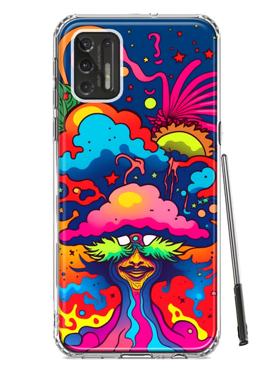 Motorola Moto G Stylus 4G 2021 Neon Rainbow Psychedelic Trippy Hippie Bomb Star Dream Hybrid Protective Phone Case Cover