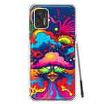 Motorola Moto G Stylus 4G 2021 Neon Rainbow Psychedelic Trippy Hippie Bomb Star Dream Hybrid Protective Phone Case Cover