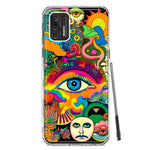 Motorola Moto G Stylus 4G 2021 Neon Rainbow Psychedelic Trippy Hippie Multiple Eyes Hybrid Protective Phone Case Cover