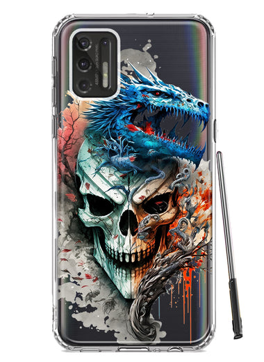 Motorola Moto G Stylus 2021 Fantasy Blue Dragon Dream Skull Double Layer Phone Case Cover