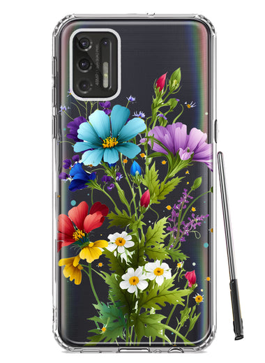 Motorola Moto G Stylus 2021 Purple Yellow Red Spring Flowers Floral Hybrid Protective Phone Case Cover