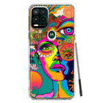 Motorola Moto G Stylus 5G Neon Rainbow Psychedelic Hippie One Eye Pop Art Hybrid Protective Phone Case Cover