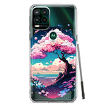 Motorola Moto G Stylus 5G Kawaii Manga Pink Cherry Blossom Japanese Sky Floral Ocean Hybrid Protective Phone Case Cover