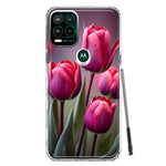 Motorola Moto G Stylus 5G Pink Tulip Flowers Floral Hybrid Protective Phone Case Cover