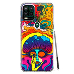Motorola Moto G Stylus 5G 2021 Neon Rainbow Psychedelic Trippy Hippie Big Brain Hybrid Protective Phone Case Cover