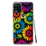 Motorola Moto G Stylus 5G Neon Rainbow Glow Sunflowers Colorful Floral Pink Purple Double Layer Phone Case Cover