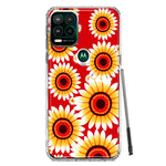 Motorola Moto G Stylus 5G Yellow Sunflowers Polkadot on Red Double Layer Phone Case Cover