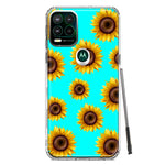 Motorola Moto G Stylus 5G Yellow Sunflowers Polkadot on Turquoise Teal Double Layer Phone Case Cover