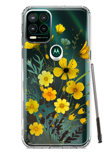 Motorola Moto G Stylus 5G Yellow Summer Flowers Floral Hybrid Protective Phone Case Cover