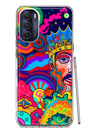 Motorola Moto G Stylus 4G 2022 Neon Rainbow Psychedelic Indie Hippie Indie King Hybrid Protective Phone Case Cover