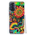 Motorola Moto G Stylus 5G 2022 Neon Rainbow Psychedelic Indie Hippie Sunflowers Hybrid Protective Phone Case Cover