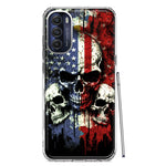 Motorola Moto G Stylus 4G 2022 American USA Flag Skulls Blue Red Double Layer Phone Case Cover