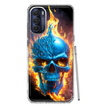 Motorola Moto G Stylus 5G 2022 Blue Flaming Skull Burning Fire Double Layer Phone Case Cover