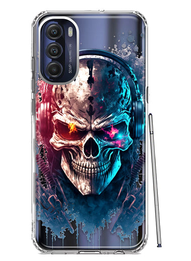 Motorola Moto G Stylus 4G 2022 Cyberpunk Machine Headphones Skull Double Layer Phone Case Cover