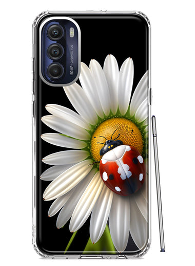 Motorola Moto G Stylus 5G 2022 Cute White Daisy Red Ladybug Double Layer Phone Case Cover