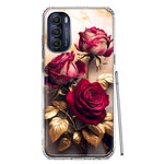Motorola Moto G Stylus 4G 2022 Romantic Elegant Gold Marble Red Roses Double Layer Phone Case Cover