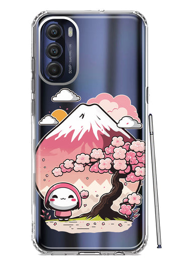 Motorola Moto G Stylus 5G 2022 Kawaii Manga Pink Cherry Blossom Fuji Mountain Mochi Girl Hybrid Protective Phone Case Cover