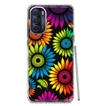 Motorola Moto G Stylus 5G 2022 Neon Rainbow Glow Sunflowers Colorful Floral Pink Purple Double Layer Phone Case Cover
