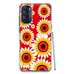 Motorola Moto G Stylus 5G 2022 Yellow Sunflowers Polkadot on Red Double Layer Phone Case Cover