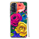 Motorola Moto G Stylus 5G 2022 Vintage Pastel Abstract Colorful Pink Yellow Blue Roses Double Layer Phone Case Cover