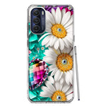 Motorola Moto G Stylus 4G 2022 Colorful Crystal White Daisies Rainbow Gems Teal Double Layer Phone Case Cover