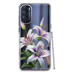 Motorola Moto G Stylus 5G 2022 White Lavender Lily Purple Flowers Floral Hybrid Protective Phone Case Cover