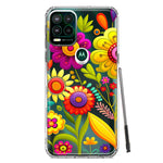 Motorola Moto G Stylus 5G 2021 Colorful Yellow Pink Folk Style Floral Vibrant Spring Flowers Hybrid Protective Phone Case Cover