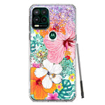 Motorola Moto G Stylus 5G 2021 Hawaiian Vibes Hibiscus Flowers Monstera Vacation Summer Hybrid Protective Phone Case Cover