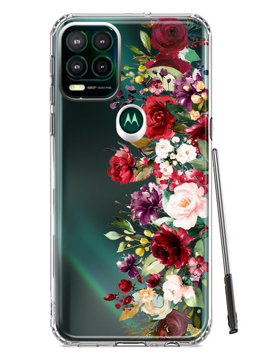 Motorola Moto G Stylus 5G 2021 Red Summer Watercolor Floral Bouquets Ruby Flowers Hybrid Protective Phone Case Cover
