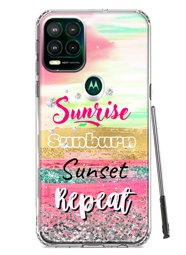 Motorola Moto G Stylus 5G 2021 Summer Brush Strokes Sunrise Sunburn Sunset Repeat Hybrid Protective Phone Case Cover
