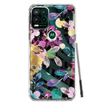 Motorola Moto G Stylus 5G 2021 Zebra Stripes Tropical Flowers Purple Blue Summer Vibes Hybrid Protective Phone Case Cover