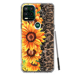 Motorola Moto G Stylus 5G 2021 Yellow Summer Sunflowers Brown Leopard Honeycomb Hybrid Protective Phone Case Cover