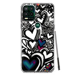 Motorola Moto G Stylus 5G 2021 Black White Hearts Love Graffiti Hybrid Protective Phone Case Cover