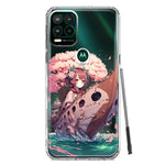 Motorola Moto G Stylus 5G 2021 Kawaii Manga Pink Cherry Blossom Japanese Girl Boat Hybrid Protective Phone Case Cover