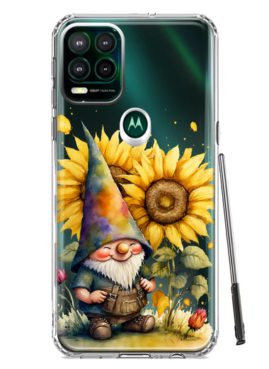 Motorola Moto G Stylus 5G 2021 Cute Gnome Sunflowers Clear Hybrid Protective Phone Case Cover