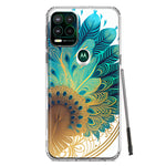 Motorola Moto G Stylus 5G 2021 Mandala Geometry Abstract Peacock Feather Pattern Hybrid Protective Phone Case Cover