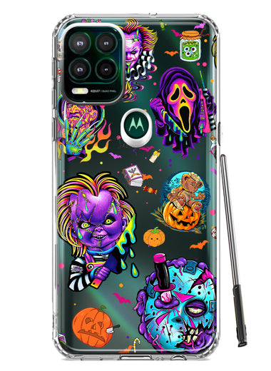 Motorola Moto G Stylus 5G 2021 Cute Halloween Spooky Horror Scary Neon Characters Hybrid Protective Phone Case Cover